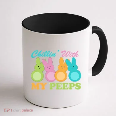 Chillin With My Peeps Easter Rabbits Coffee Mug back
