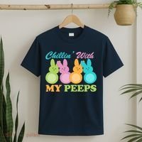 Chillin With My Peeps Easter Rabbits T-Shirt thumb 2