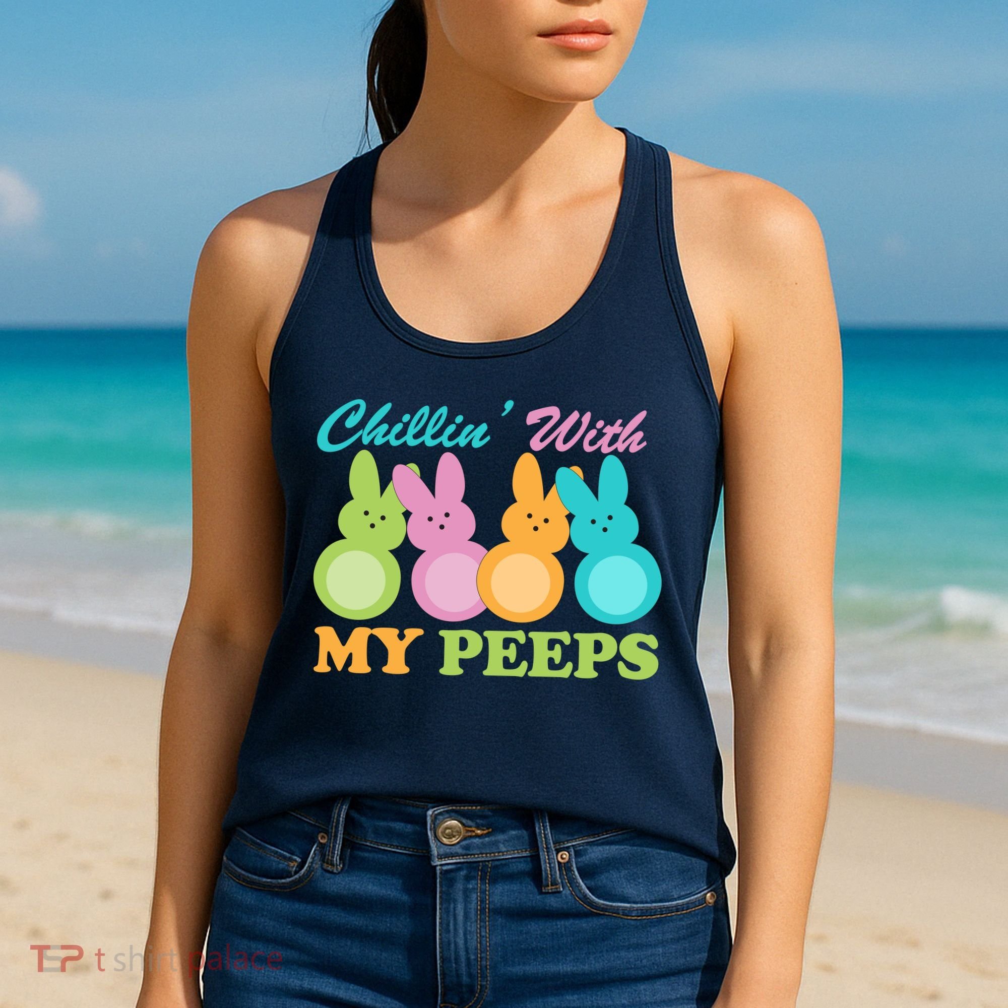 Chillin With My Peeps Easter Rabbits Women's Tank Top