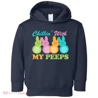 Chillin With My Peeps Easter Rabbits Toddler Hoodie thumb 0