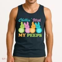 Chillin With My Peeps Easter Rabbits Tank Top thumb 3