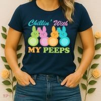 Chillin With My Peeps Easter Rabbits Women's T-Shirt thumb 2