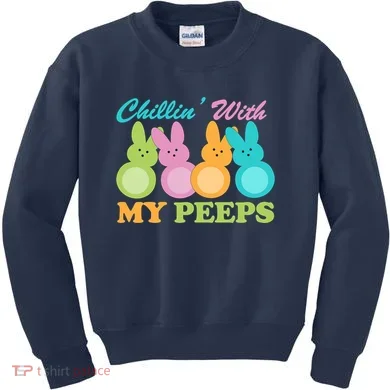 Chillin With My Peeps Easter Rabbits Kids Sweatshirt