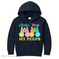 Chillin With My Peeps Easter Rabbits Kids Hoodie thumb 0