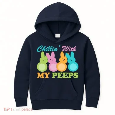 Chillin With My Peeps Easter Rabbits Kids Hoodie