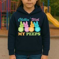 Chillin With My Peeps Easter Rabbits Kids Hoodie thumb 3