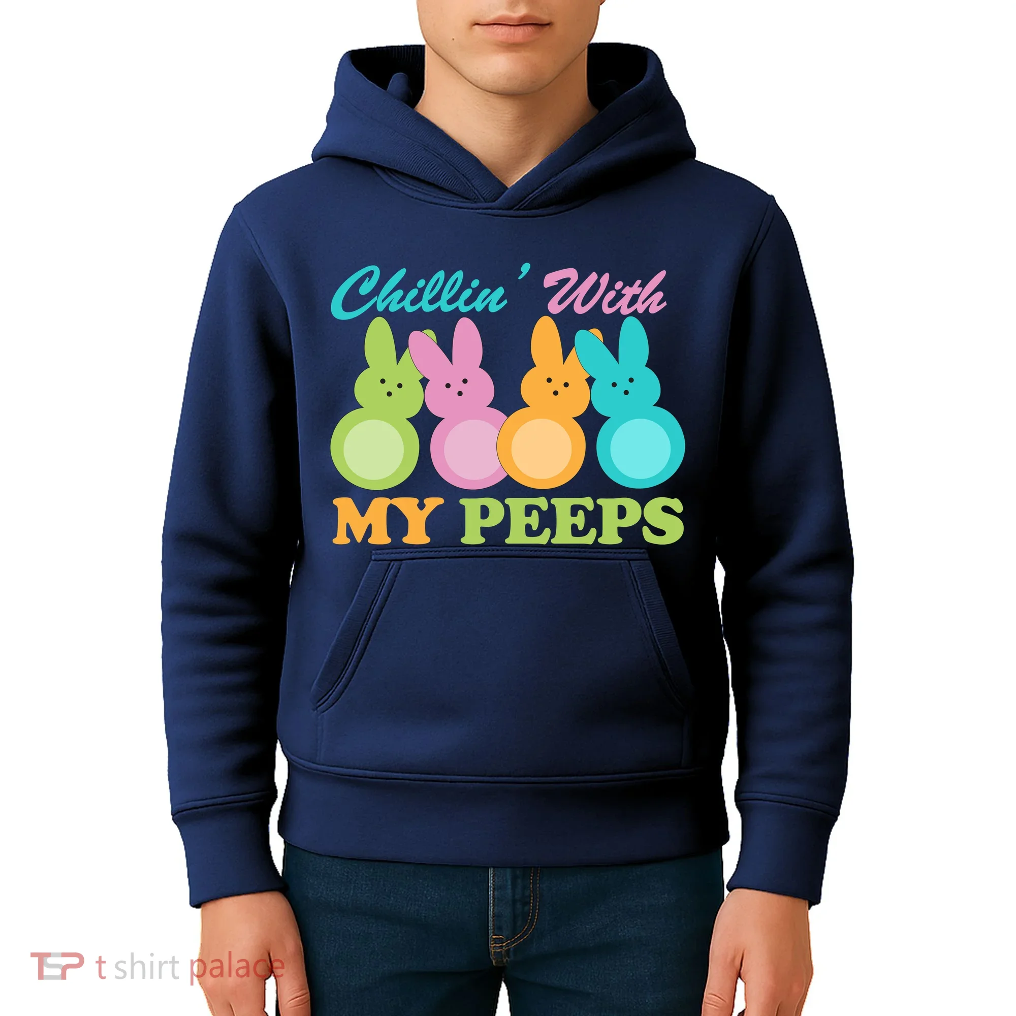 Chillin With My Peeps Easter Rabbits Kids Hoodie