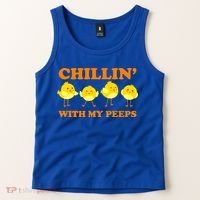 Chillin With My Peeps Funny Easter Tank Top thumb 2