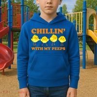 Chillin With My Peeps Funny Easter Kids Hoodie thumb 2