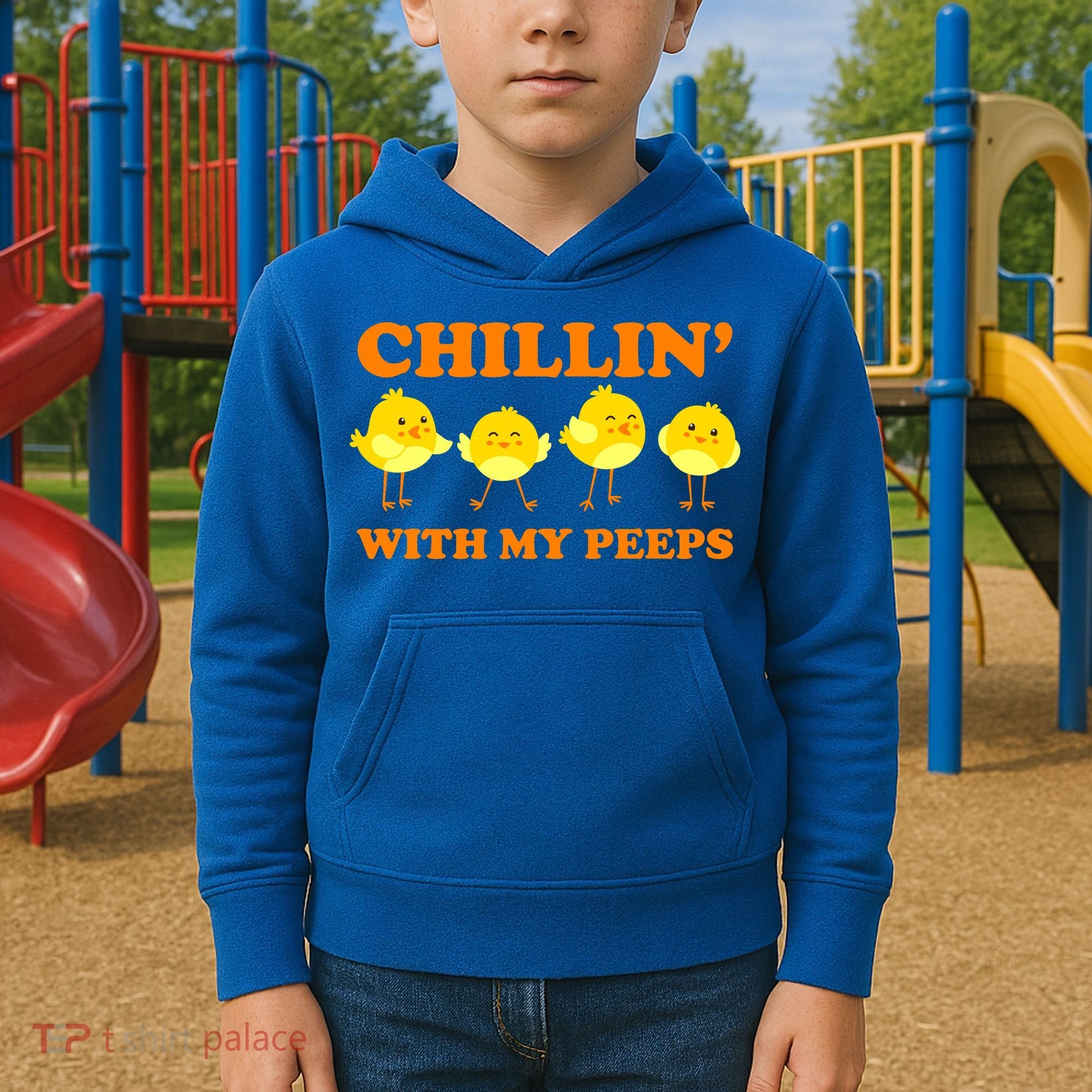 Chillin With My Peeps Funny Easter Kids Hoodie