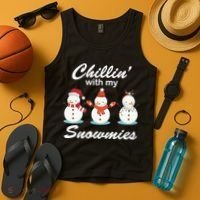 Chillin With My Snowmies Christmas Tank Top thumb 4