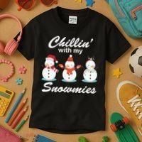 Chillin With My Snowmies Christmas Kids T-Shirt thumb 3