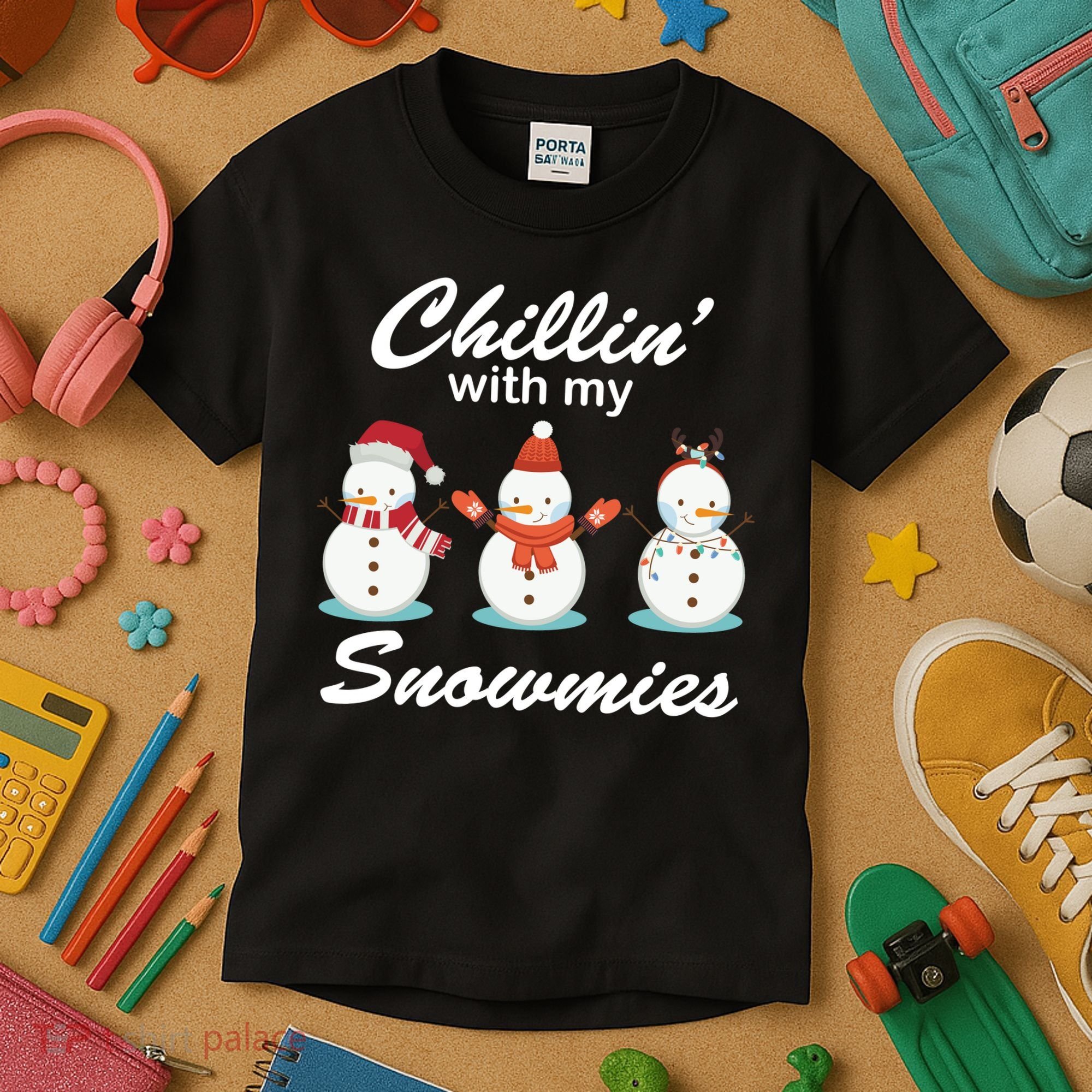 Chillin With My Snowmies Christmas Kids T-Shirt