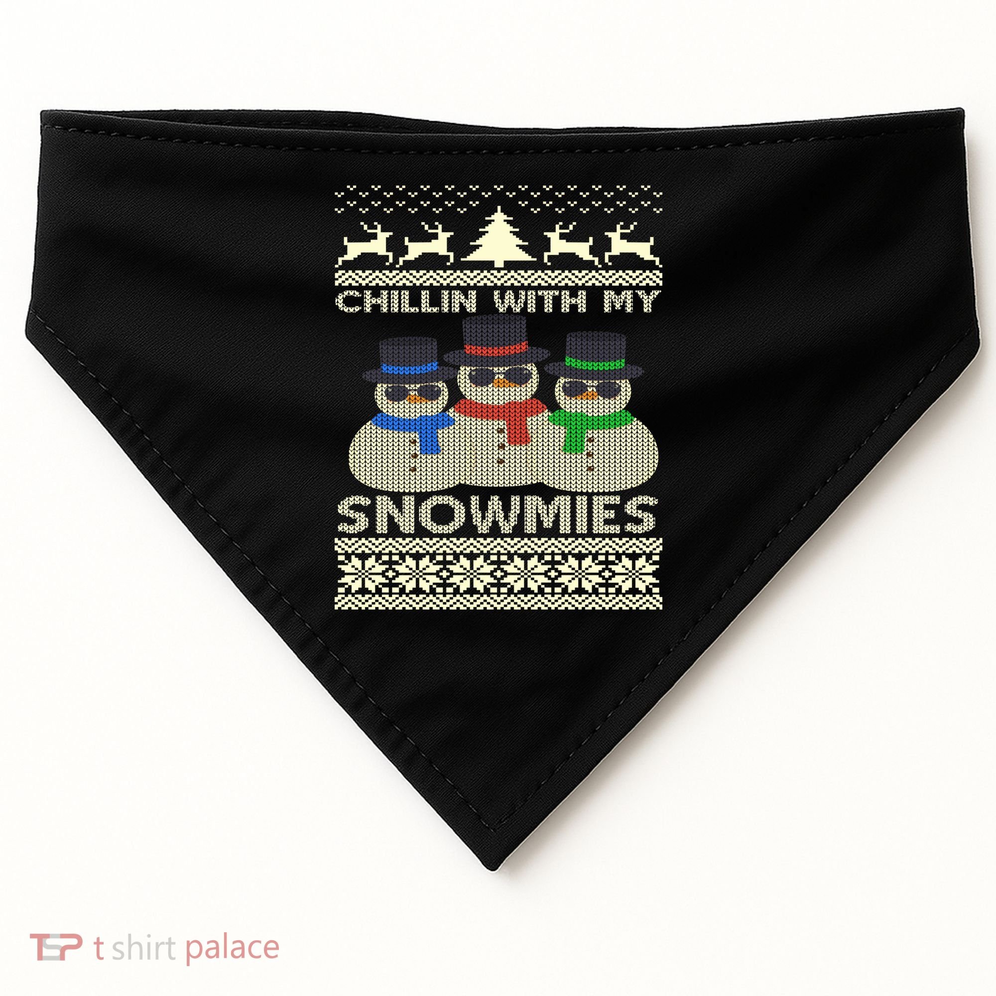 Chillin With My Snowmies Ugly Christmas USA-Made Doggie Bandana