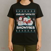 Chillin' With My Snowmies Ugly Christmas T-Shirt thumb 4
