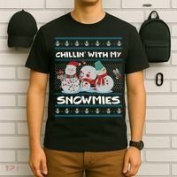 Chillin' With My Snowmies Ugly Christmas T-Shirt thumb 6
