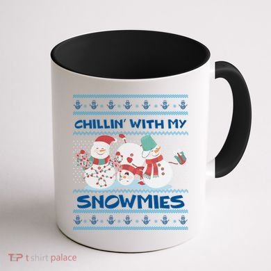 Chillin With My Snowmies Ugly Christmas Coffee Mug back