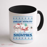 Chillin' With My Snowmies Ugly Christmas Coffee Mug thumb 1