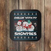 Chillin' With My Snowmies Ugly Christmas Coaster thumb 0