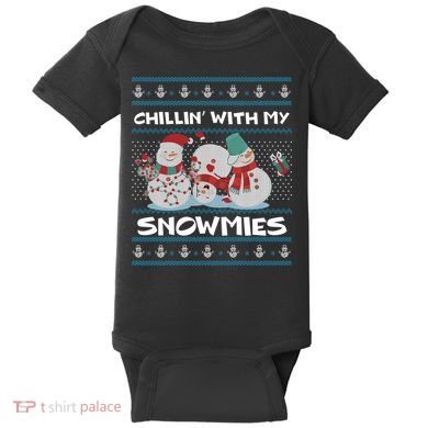 Chillin' With My Snowmies Ugly Christmas Baby Bodysuit