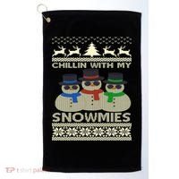 Chillin With My Snowmies Ugly Christmas Golf Towel thumb 0
