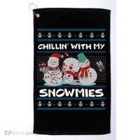 Chillin' With My Snowmies Ugly Christmas Golf Towel thumb 0