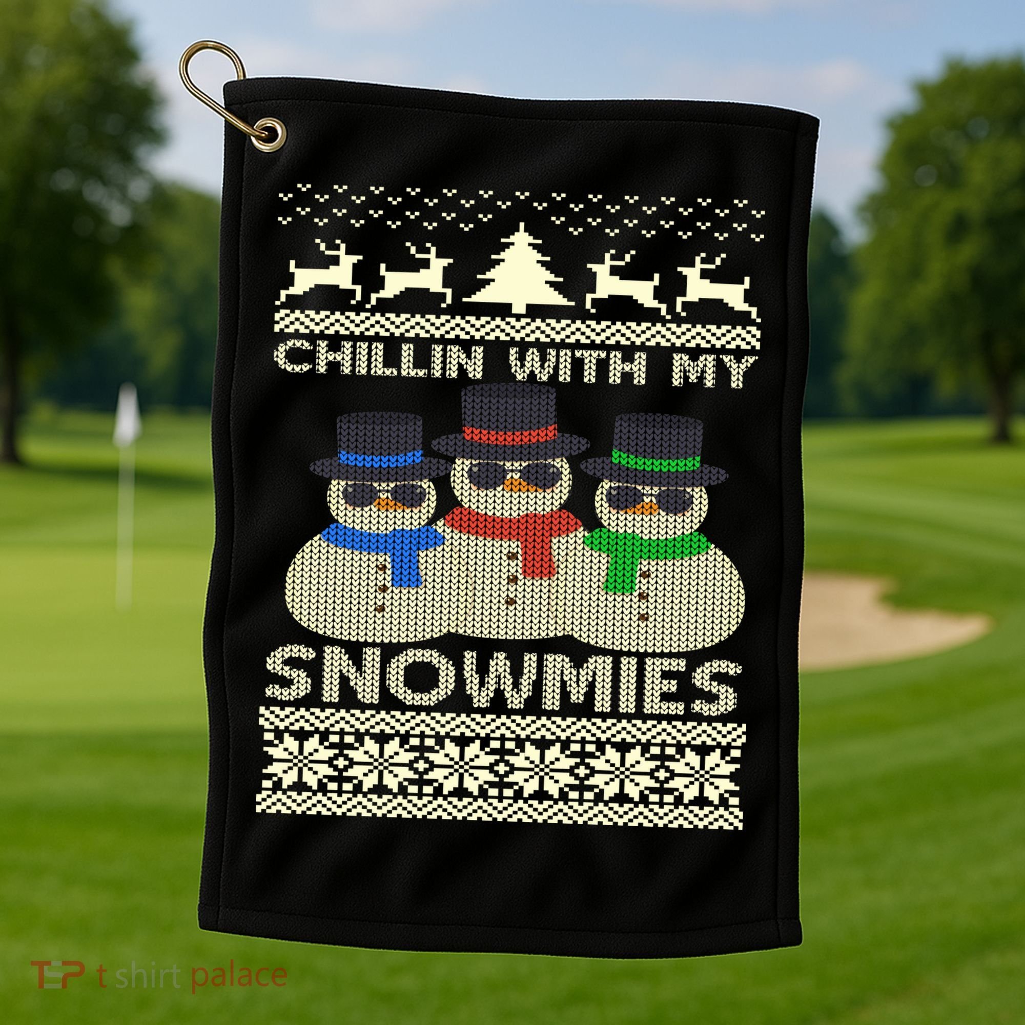 Chillin With My Snowmies Ugly Christmas Golf Towel