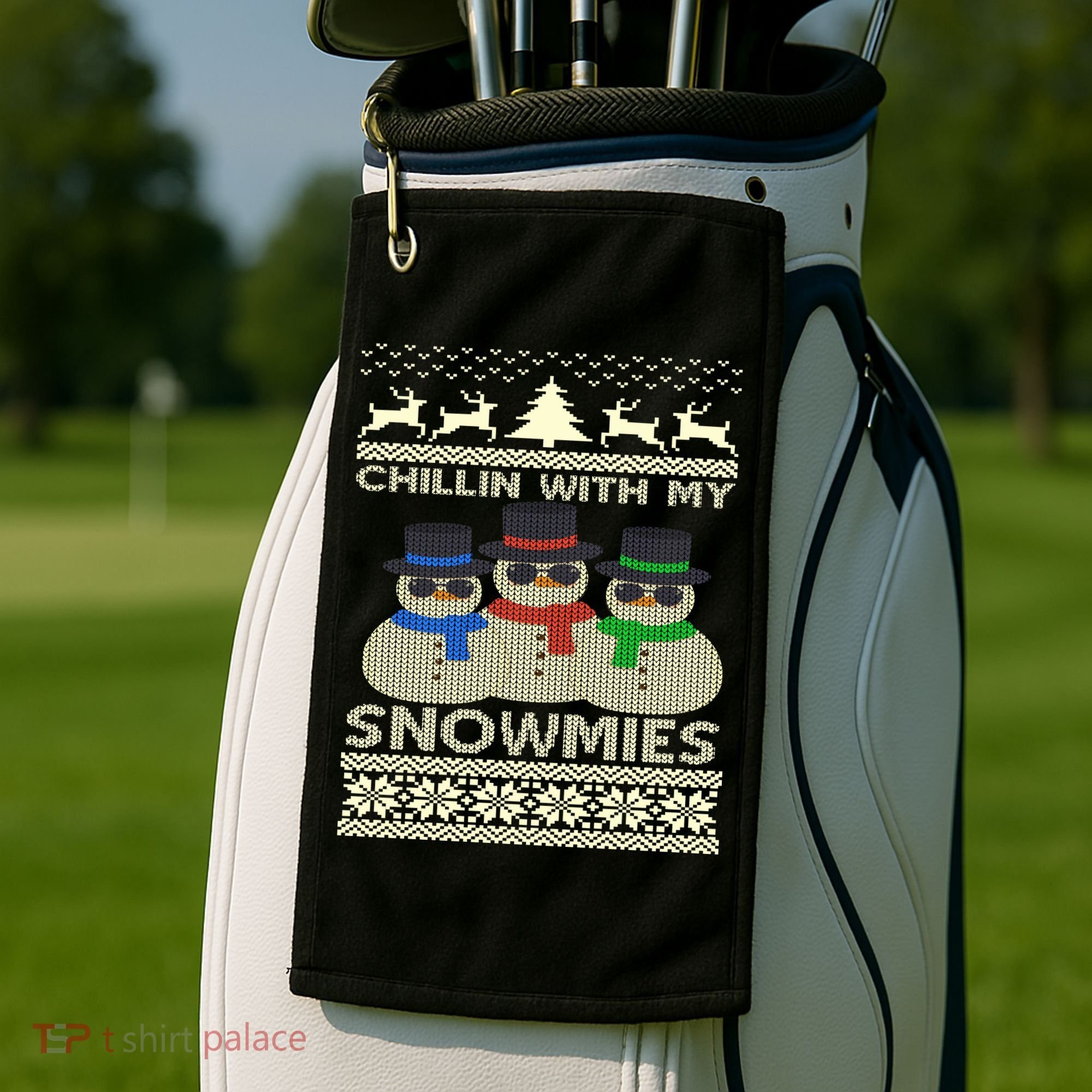 Chillin With My Snowmies Ugly Christmas Golf Towel