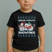Chillin' With My Snowmies Ugly Christmas Toddler T-Shirt thumb 2