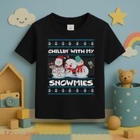 Chillin' With My Snowmies Ugly Christmas Toddler T-Shirt thumb 3