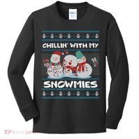 Chillin' With My Snowmies Ugly Christmas Kids Long Sleeve Shirt thumb 0