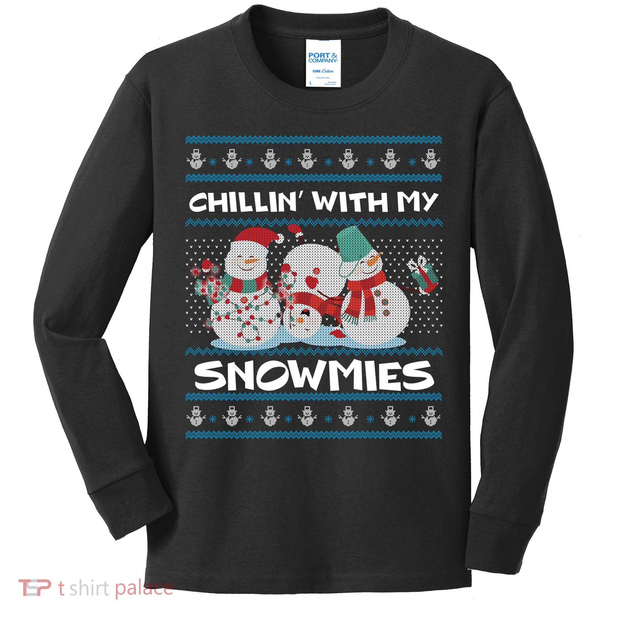 Chillin' With My Snowmies Ugly Christmas Kids Long Sleeve Shirt