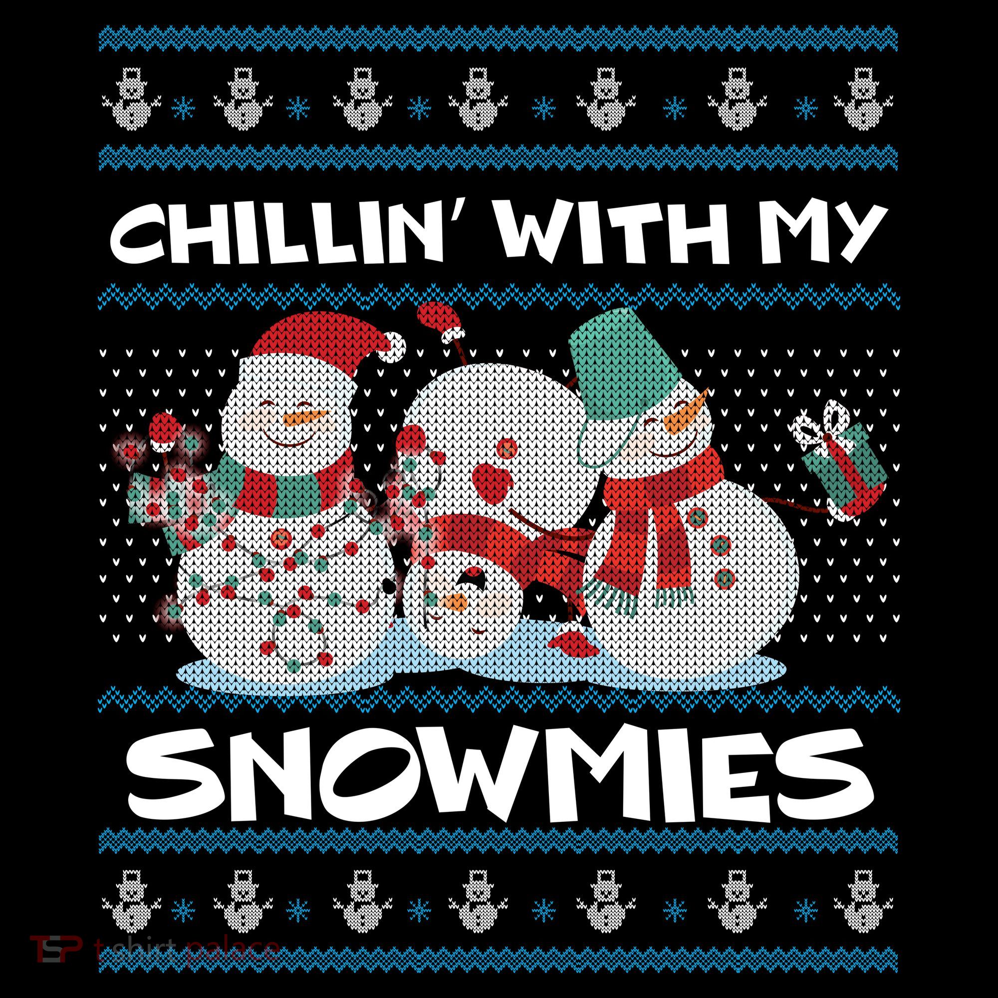 Chillin' With My Snowmies Ugly Christmas Kids Long Sleeve Shirt