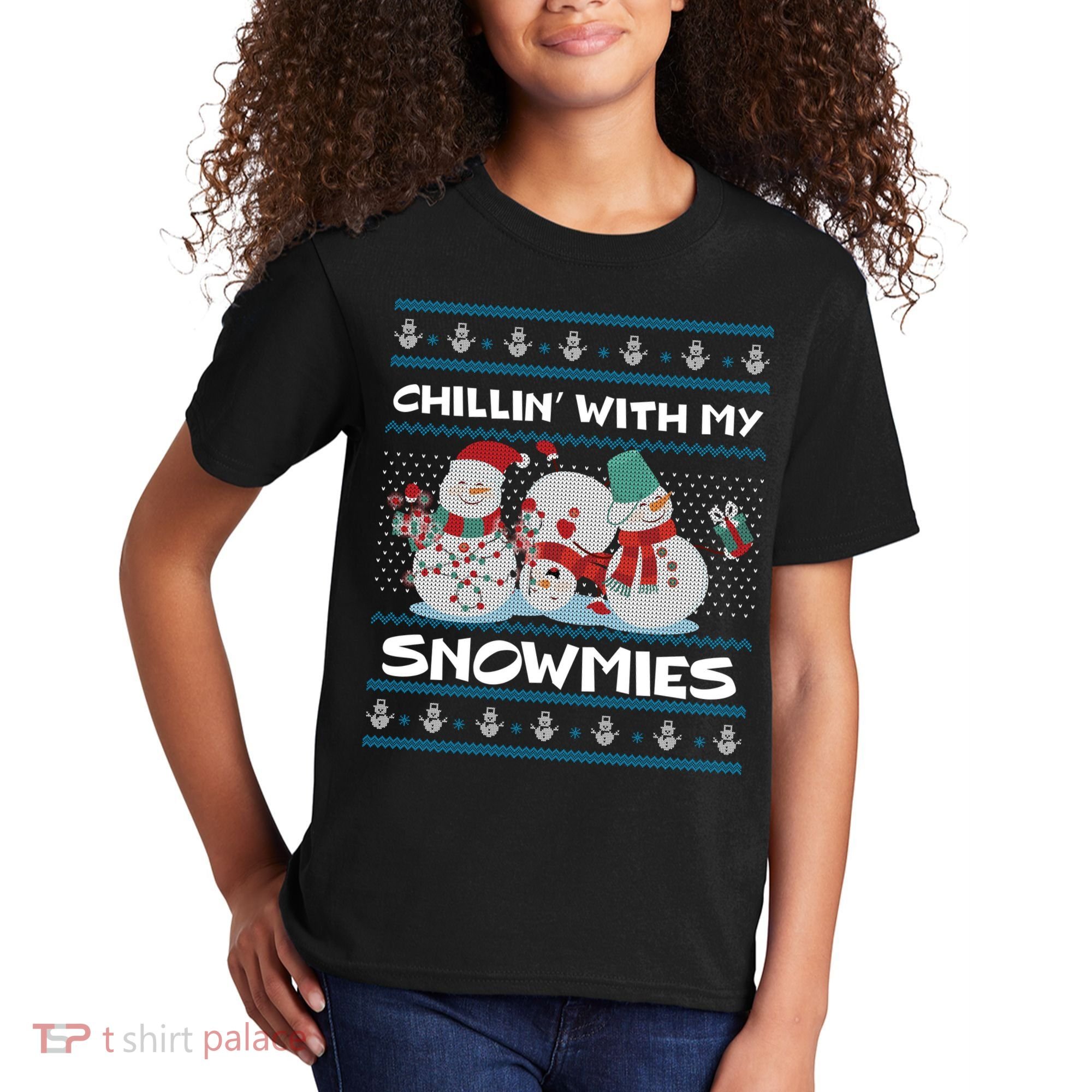 Chillin' With My Snowmies Ugly Christmas Kids T-Shirt