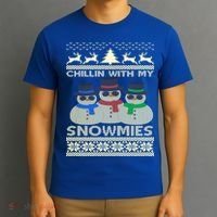 Chillin With My Snowmies Ugly Christmas T-Shirt thumb 3