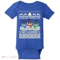 Chillin With My Snowmies Ugly Christmas Baby Bodysuit thumb 0