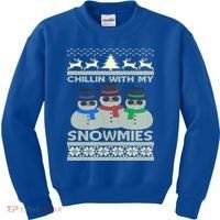Chillin With My Snowmies Ugly Christmas Kids Sweatshirt thumb 0