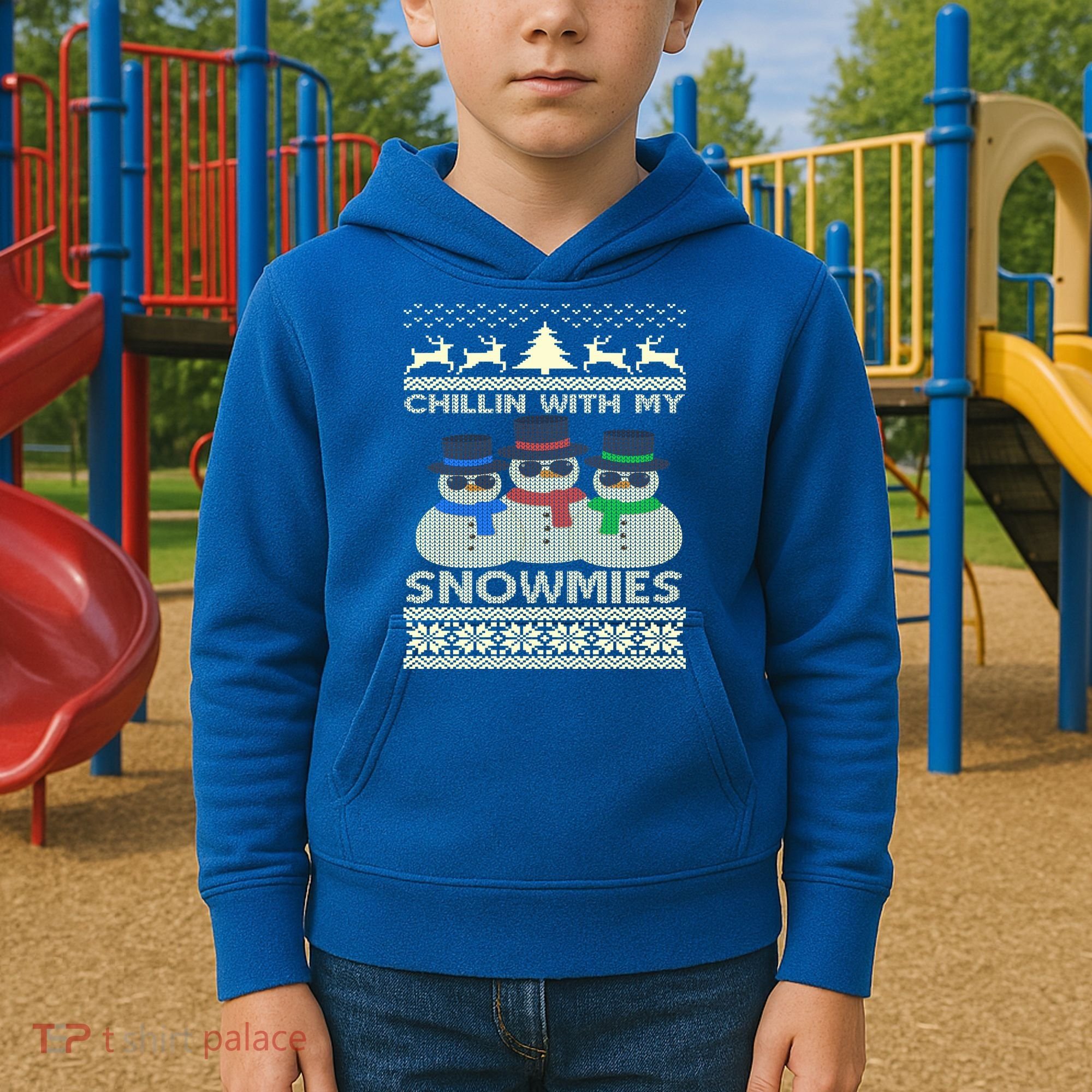Chillin With My Snowmies Ugly Christmas Kids Hoodie