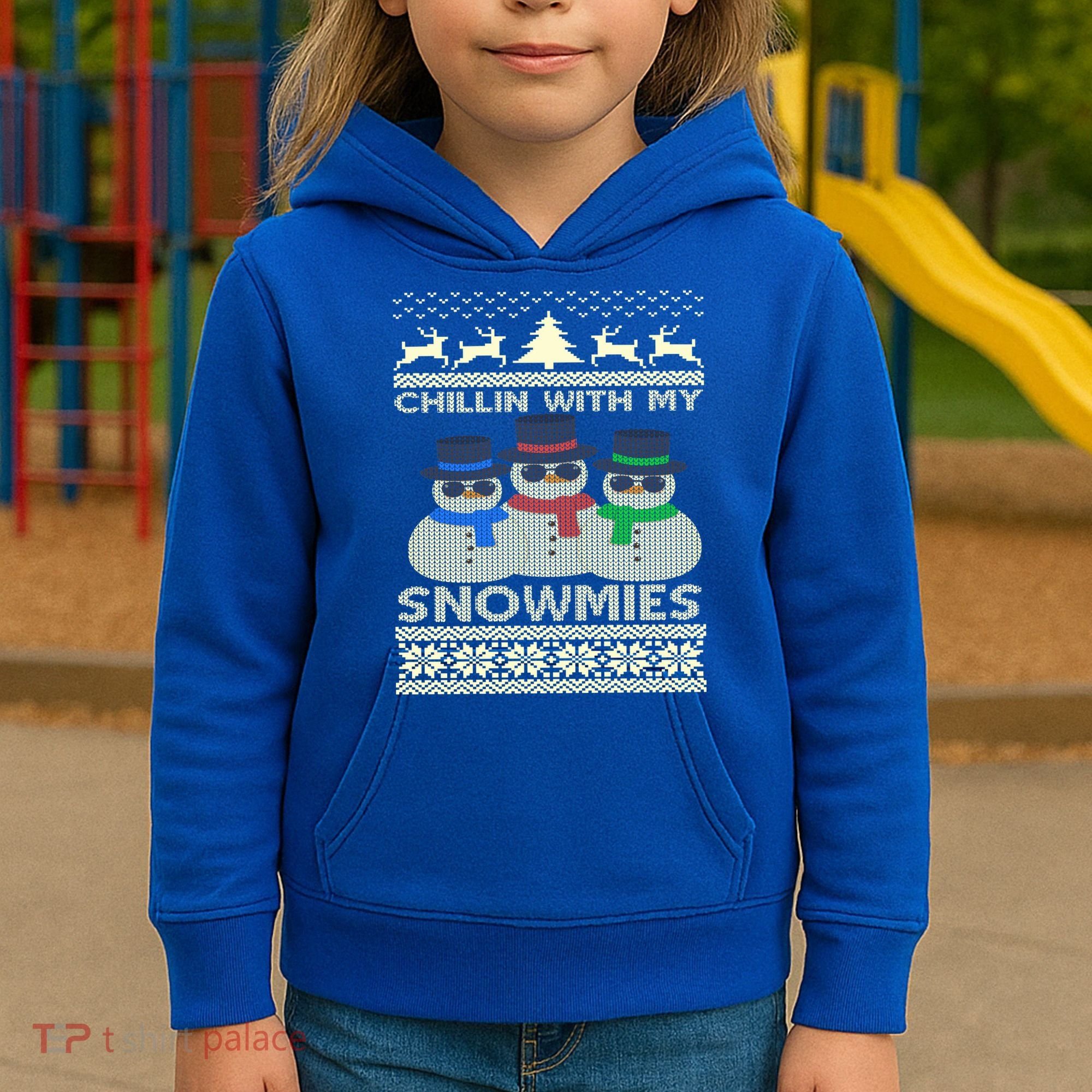 Chillin With My Snowmies Ugly Christmas Kids Hoodie