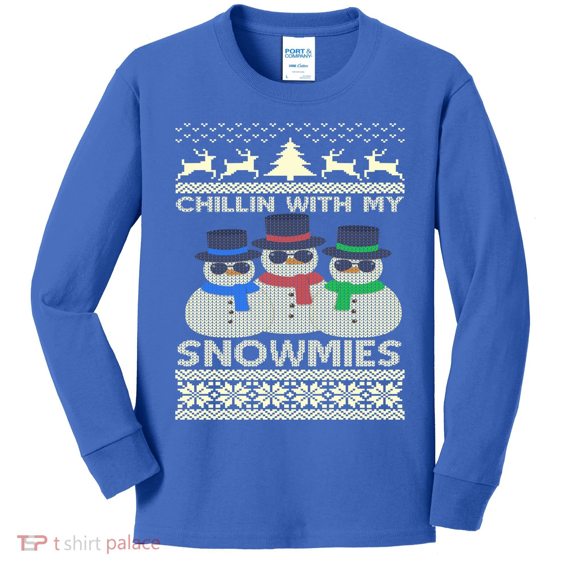 Chillin With My Snowmies Ugly Christmas Kids Long Sleeve Shirt