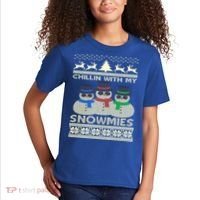 Chillin With My Snowmies Ugly Christmas Kids T-Shirt thumb 2