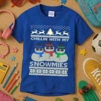 Chillin With My Snowmies Ugly Christmas Kids T-Shirt thumb 3