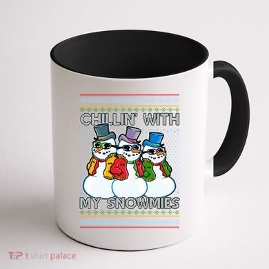 Chillin' With My Snowmies Ugly Christmas Sweater Coffee Mug back