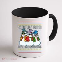 Chillin' With My Snowmies Ugly Christmas Sweater Coffee Mug thumb 1