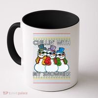 Chillin' With My Snowmies Ugly Christmas Sweater Coffee Mug thumb 0