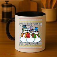 Chillin' With My Snowmies Ugly Christmas Sweater Coffee Mug thumb 4