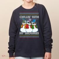 Chillin' With My Snowmies Ugly Christmas Sweater Women's Sweatshirt thumb 0