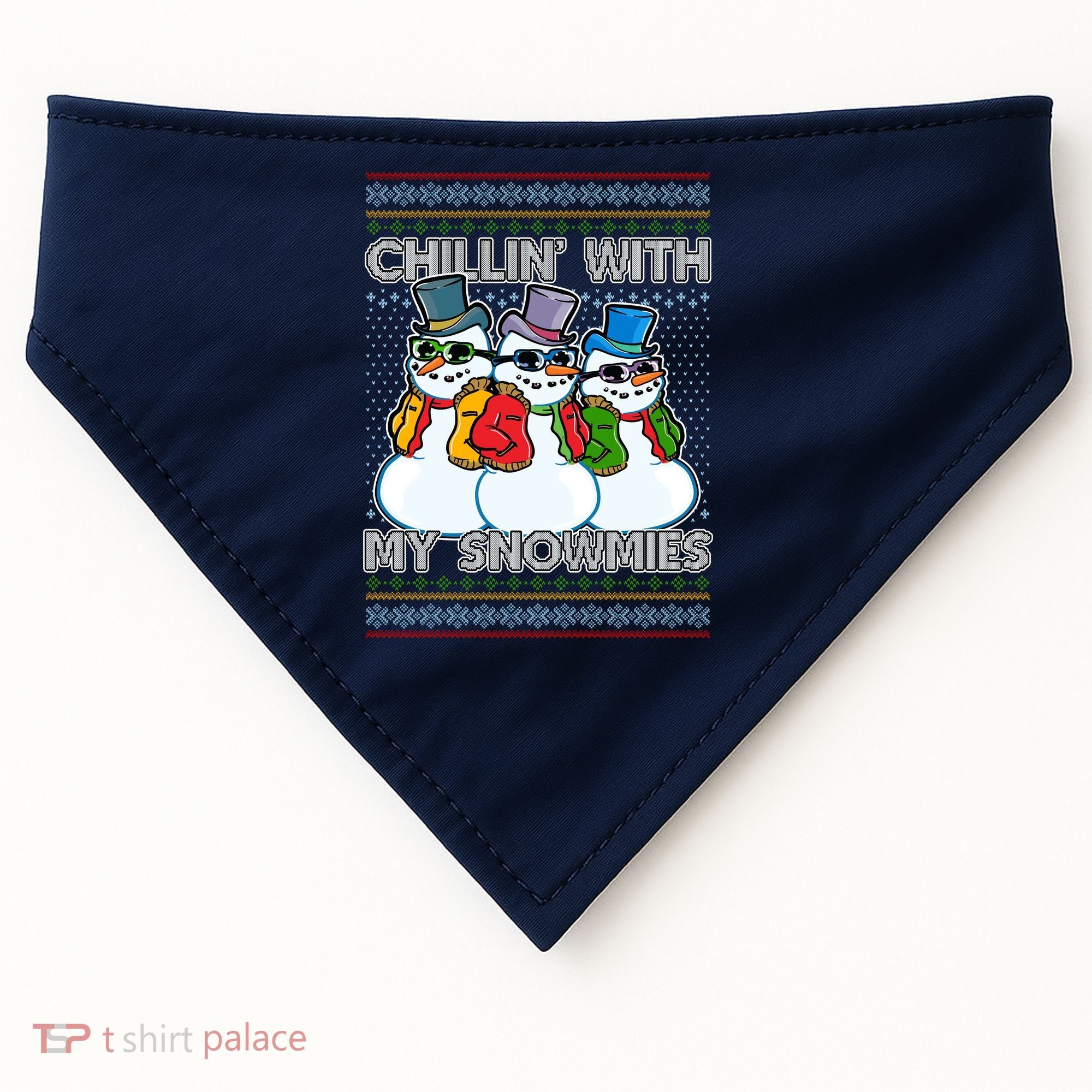 Chillin' With My Snowmies Ugly Christmas Sweater USA-Made Doggie Bandana