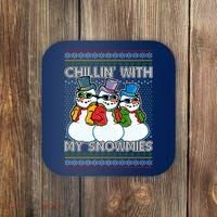 Chillin' With My Snowmies Ugly Christmas Sweater Coaster thumb 0