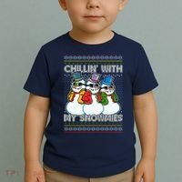 Chillin' With My Snowmies Ugly Christmas Sweater Toddler T-Shirt thumb 2